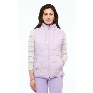 ORLY Women's Lavender Vest Size L Spring Lilac Quilted Drawstring Casual Cozy